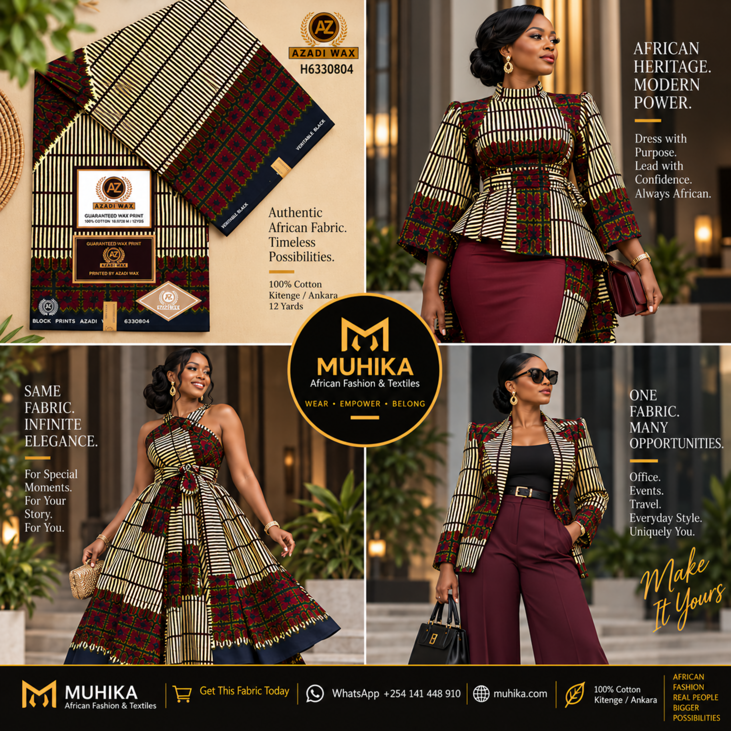 H6330804 Kitenge Fabric | Striped & Geometric African Print