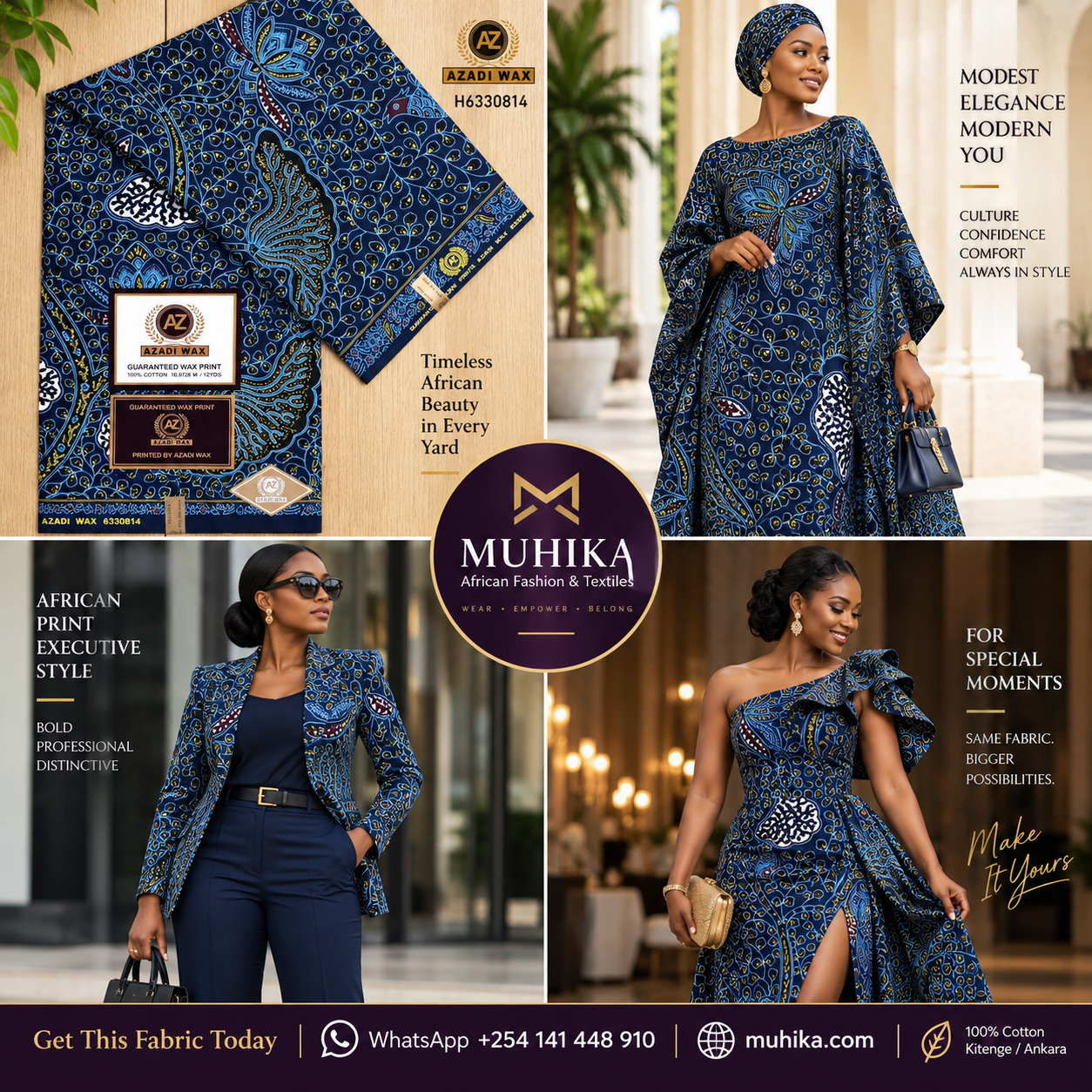 H6330814 Kitenge Fabric | Blue African Print