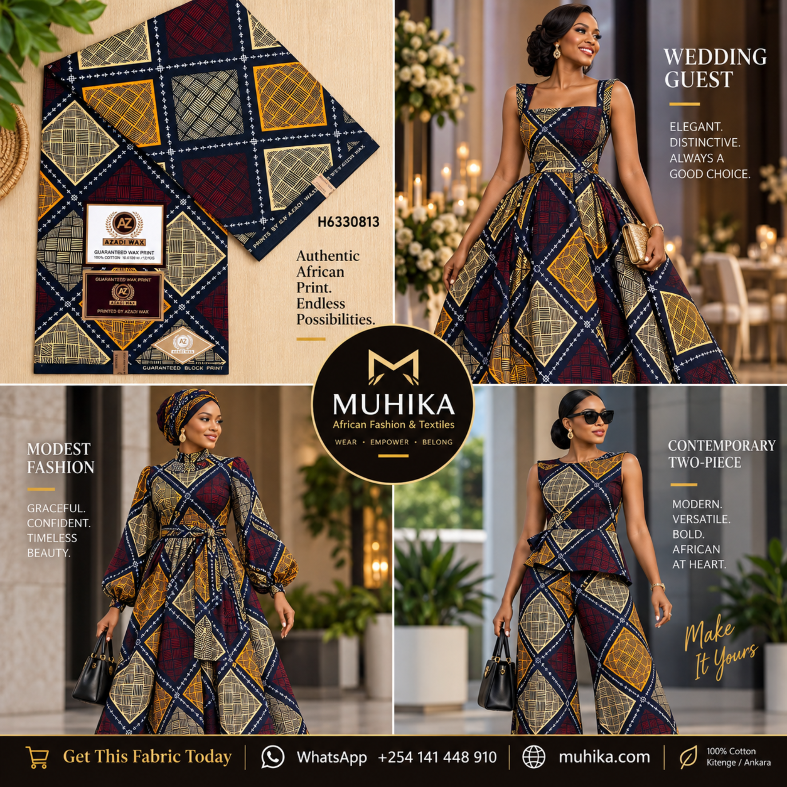 H6330813 Kitenge Fabric | Geometric African Print