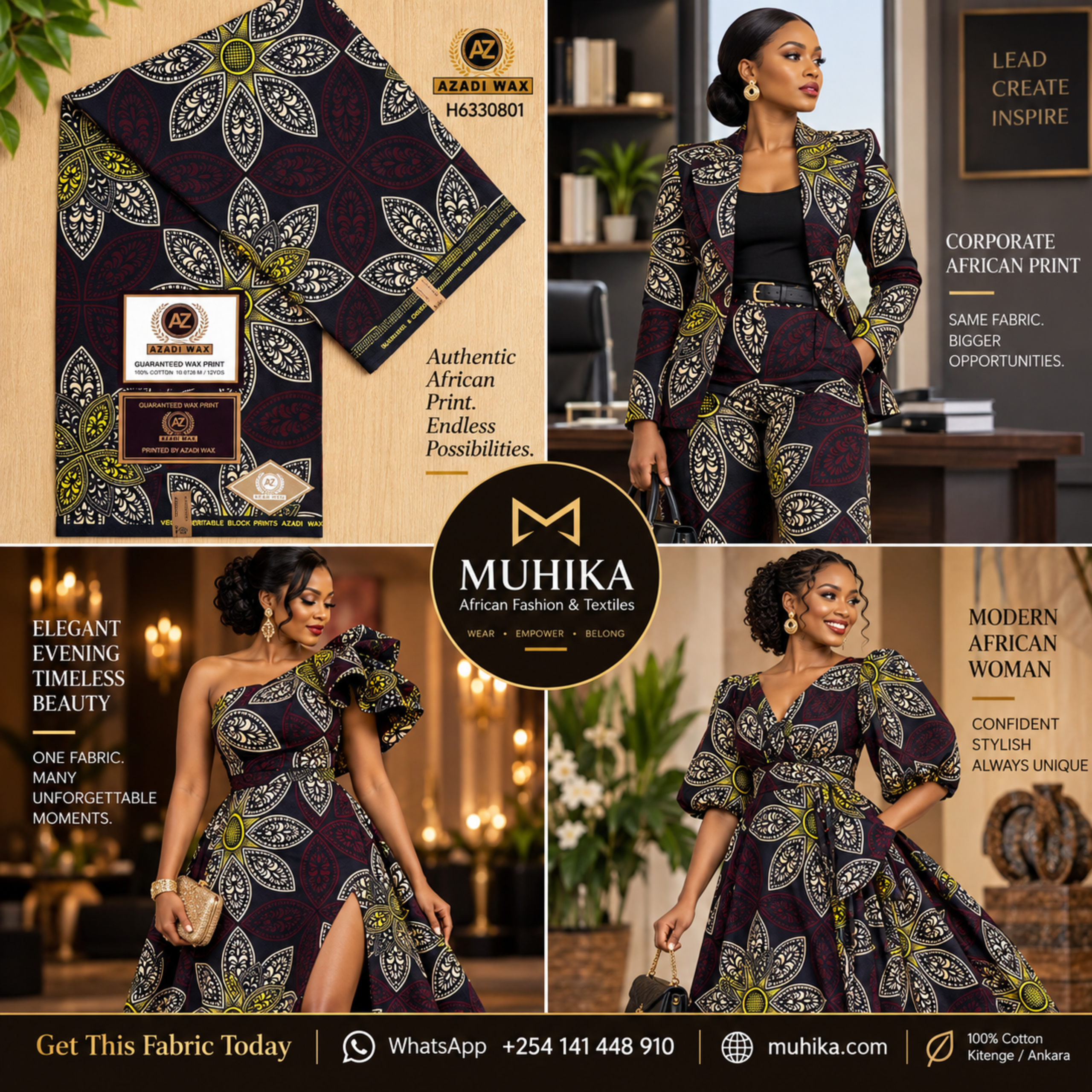 H6330801 Kitenge Fabric | Elegant Floral African Print